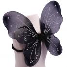 Black Butterfly Fairy Wings Silver Glitter