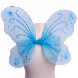 Light Blue Butterfly Fairy Wings Silver Glitter
