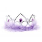 Silver Tiara Crown with Lavender Feathers